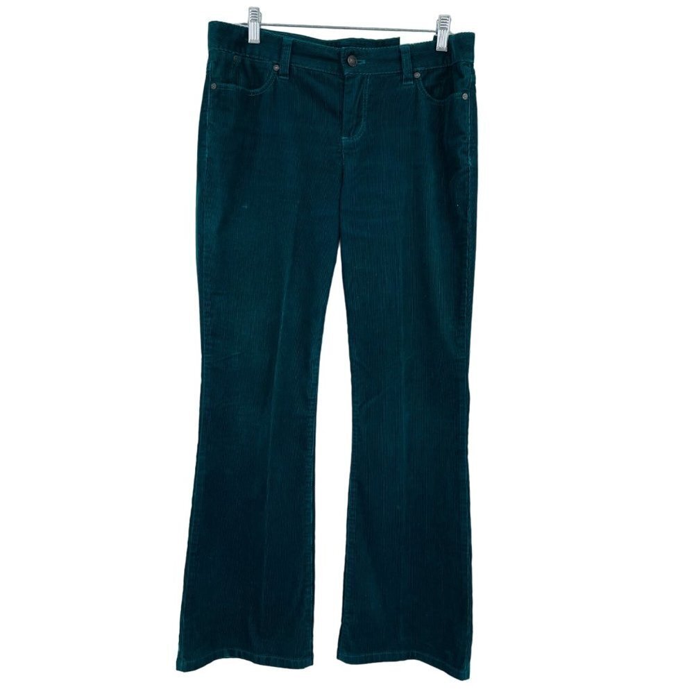 Talbots Women's Signature Bootโ Leg Corduroy Jeans Size 10P Mid Rise Turquoise